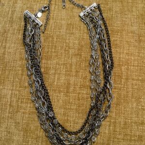 Chico's Elegant Silver and Black Layered Necklace